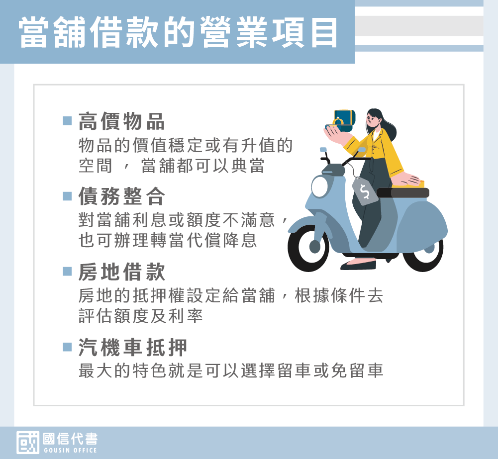 當舖借款的營業項目－國信代書事務所