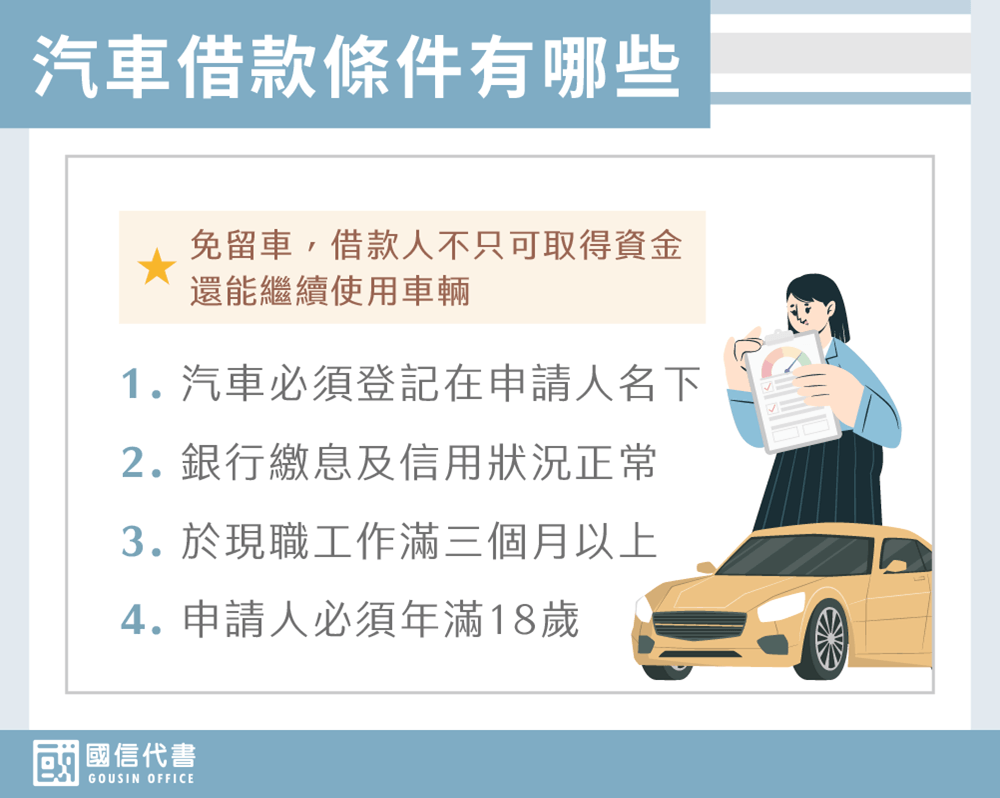 汽車借款條件有哪些－國信代書事務所