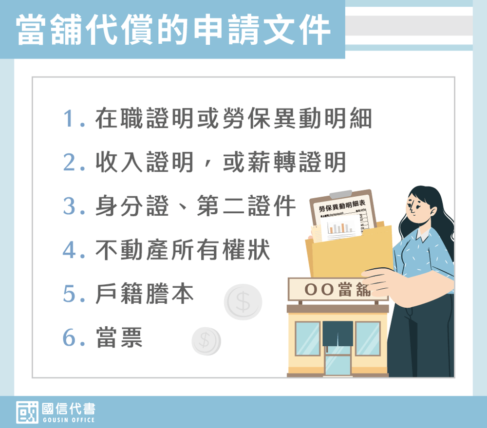 當舖代償的申請文件－國信代書事務所