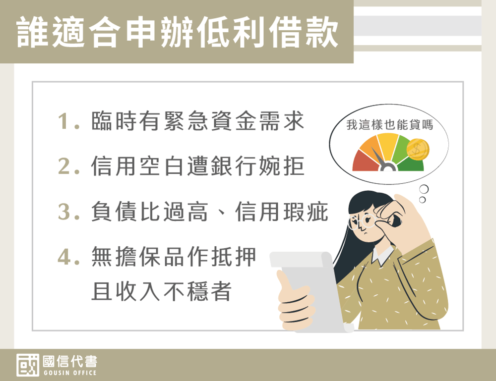 誰適合申辦低利借款－國信代書事務所